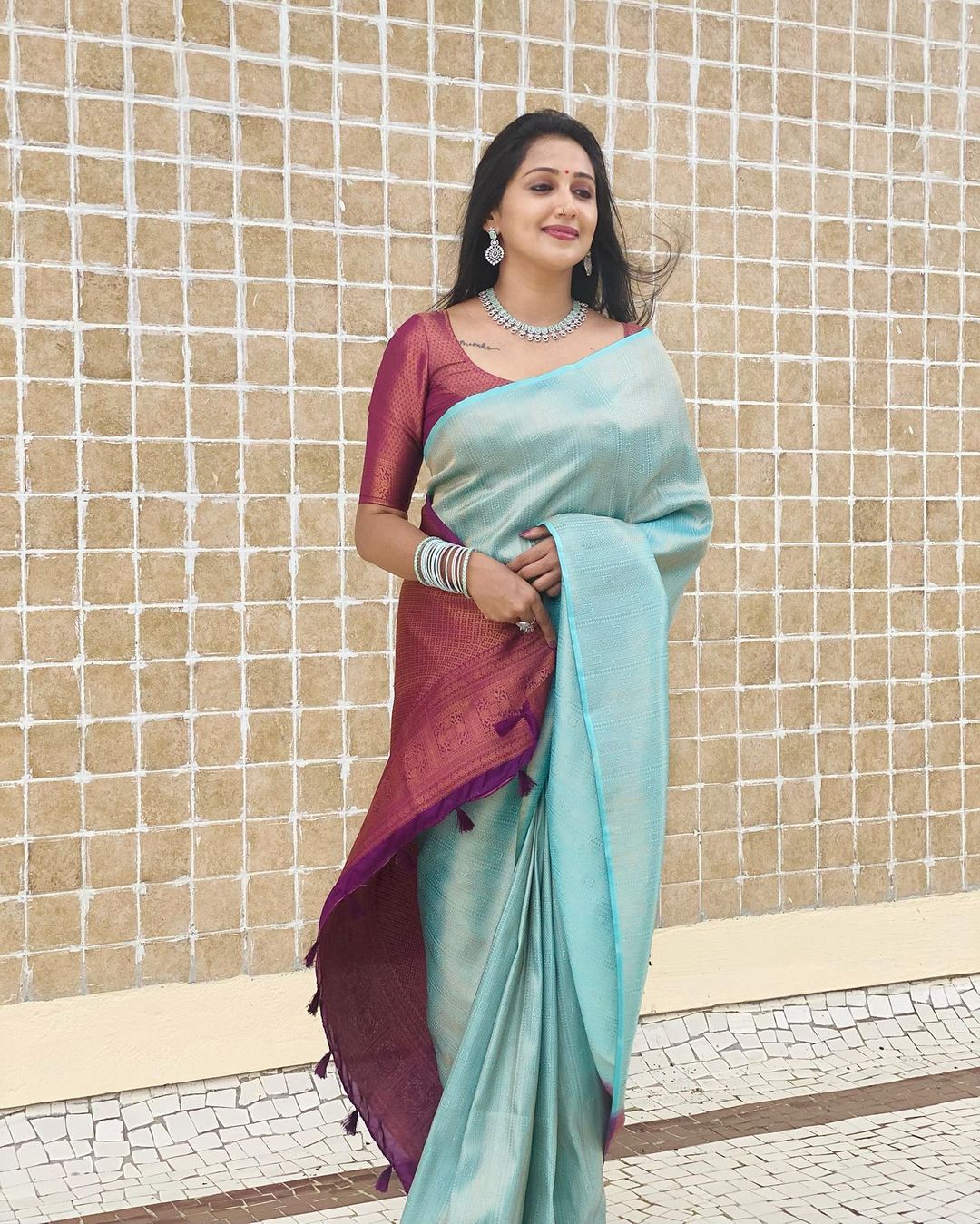 Pleasant Firozi Soft Silk Saree With Excellent Blouse Piece - Colorful Saree