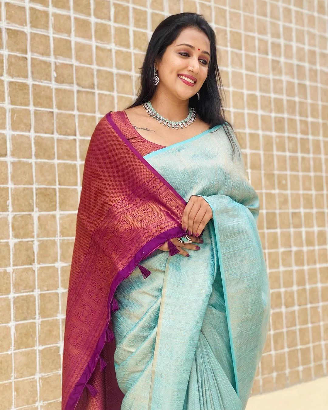 Pleasant Firozi Soft Silk Saree With Excellent Blouse Piece - Colorful Saree