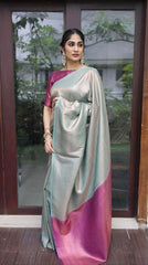 Conflate Sea Green Soft Silk Saree with Cynosure Blouse Piece - Colorful Saree