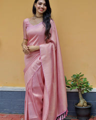 Dalliance Baby Pink Soft Silk Saree with Demesne Blouse Piece - Colorful Saree