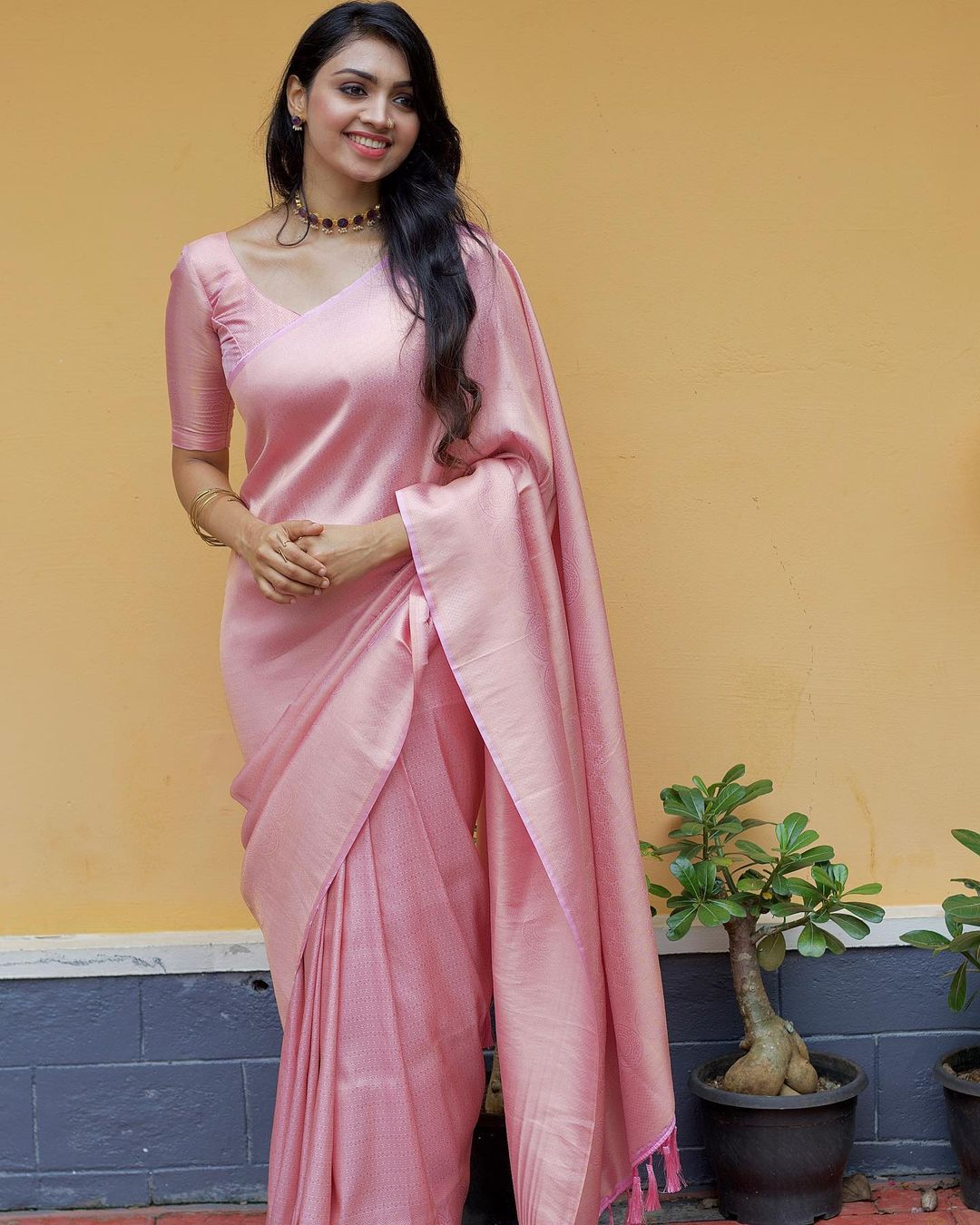 Dalliance Baby Pink Soft Silk Saree with Demesne Blouse Piece - Colorful Saree