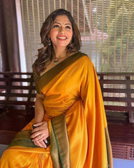 Bewitching Yellow Soft Silk Saree with Lissome Blouse Piece - Colorful Saree