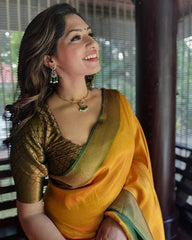 Bewitching Yellow Soft Silk Saree with Lissome Blouse Piece - Colorful Saree