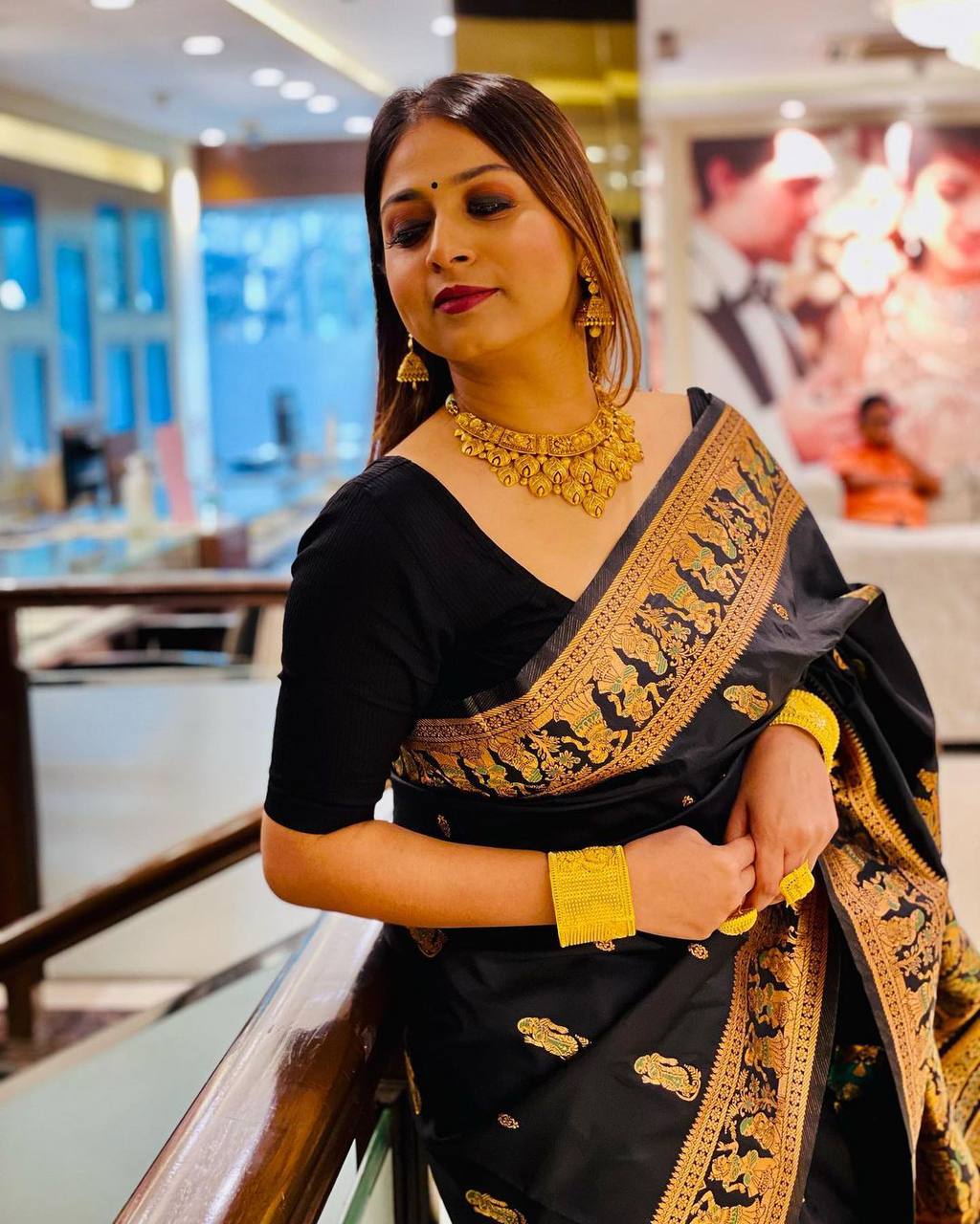 Engaging Black Soft Banarasi Silk Saree With Gratifying Blouse Piece - Colorful Saree