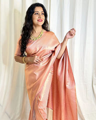 Ebullience Baby Pink Soft Silk Saree With Imbrication Blouse Piece - Colorful Saree