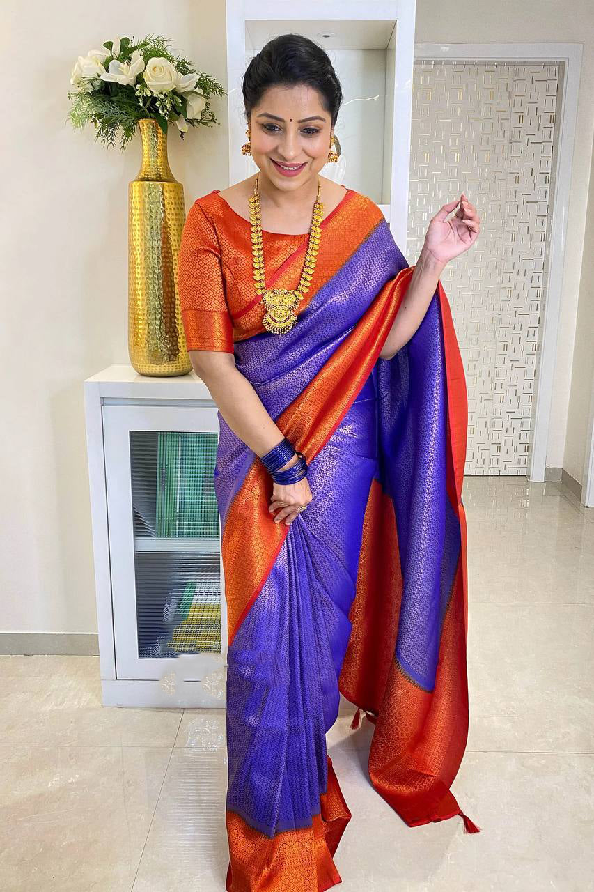 Dissemble Royal Blue Soft Silk Saree With Improbable Blouse Piece - Colorful Saree