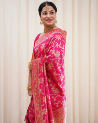 Denouement Dark Pink Soft Banarasi Silk Saree With Prodigal Blouse Piece - Colorful Saree