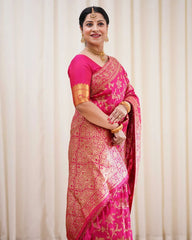 Denouement Dark Pink Soft Banarasi Silk Saree With Prodigal Blouse Piece - Colorful Saree