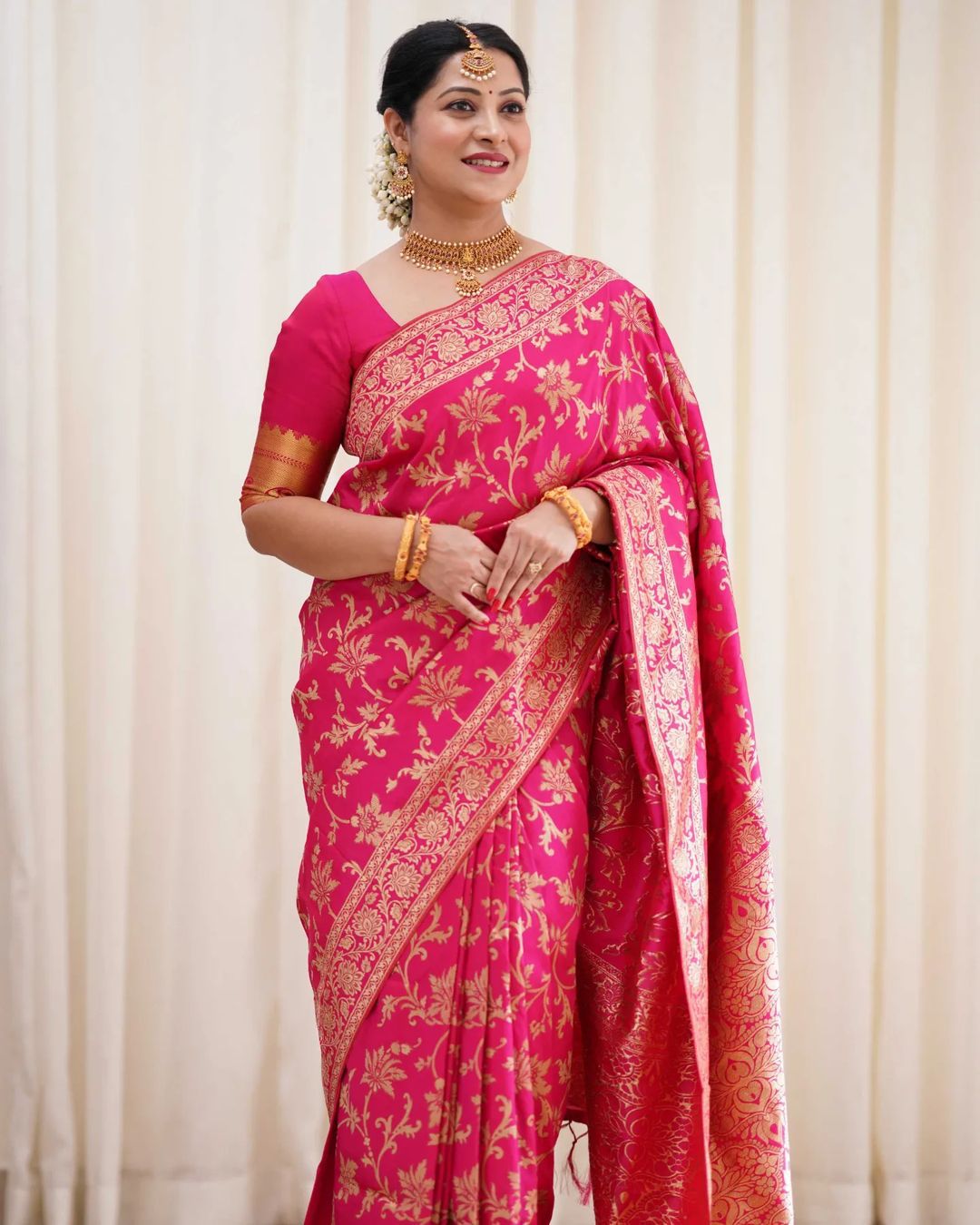 Denouement Dark Pink Soft Banarasi Silk Saree With Prodigal Blouse Piece - Colorful Saree