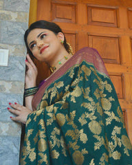 Appealing Rama Soft Silk Saree With Deserving Blouse Piece - Colorful Saree