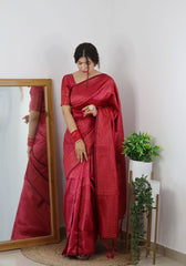 Amazing Dark Pink Soft Banarasi Silk Saree With Trendy Blouse Piece - Colorful Saree