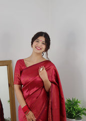 Amazing Dark Pink Soft Banarasi Silk Saree With Trendy Blouse Piece - Colorful Saree