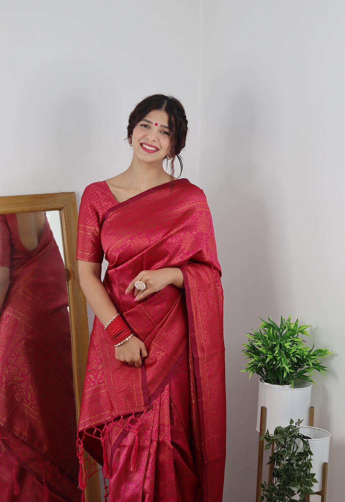 Amazing Dark Pink Soft Banarasi Silk Saree With Trendy Blouse Piece - Colorful Saree