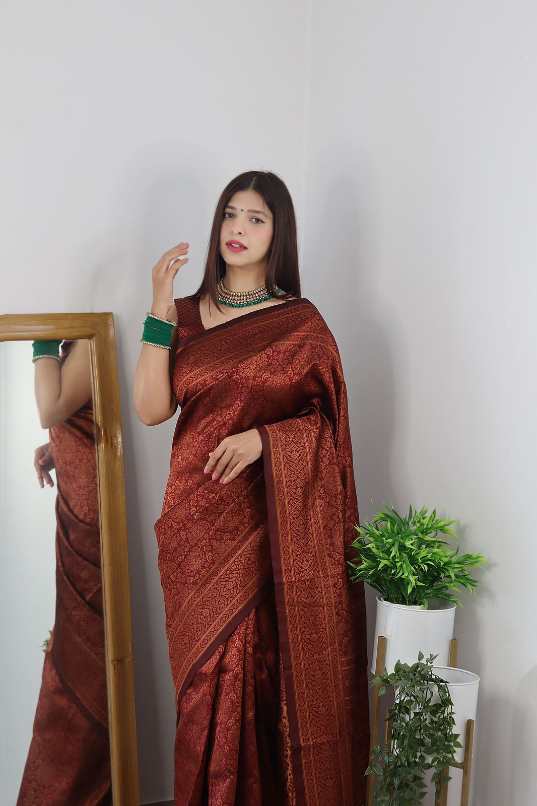 Classy Maroon Soft Banarasi Silk Saree With Trendy Blouse Piece - Colorful Saree