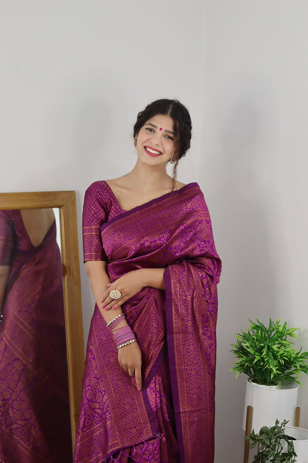 Precious Purple Soft Banarasi Silk Saree With Lovely Blouse Piece - Colorful Saree