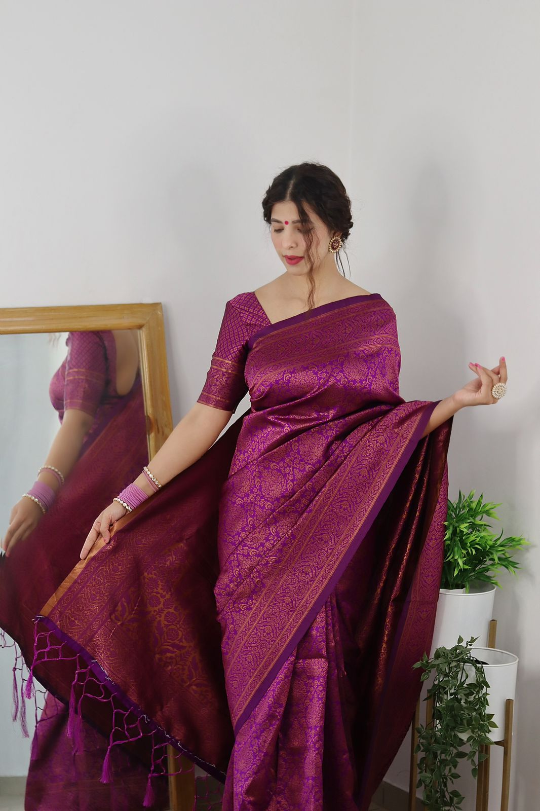 Precious Purple Soft Banarasi Silk Saree With Lovely Blouse Piece - Colorful Saree