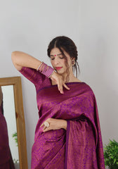 Precious Purple Soft Banarasi Silk Saree With Lovely Blouse Piece - Colorful Saree