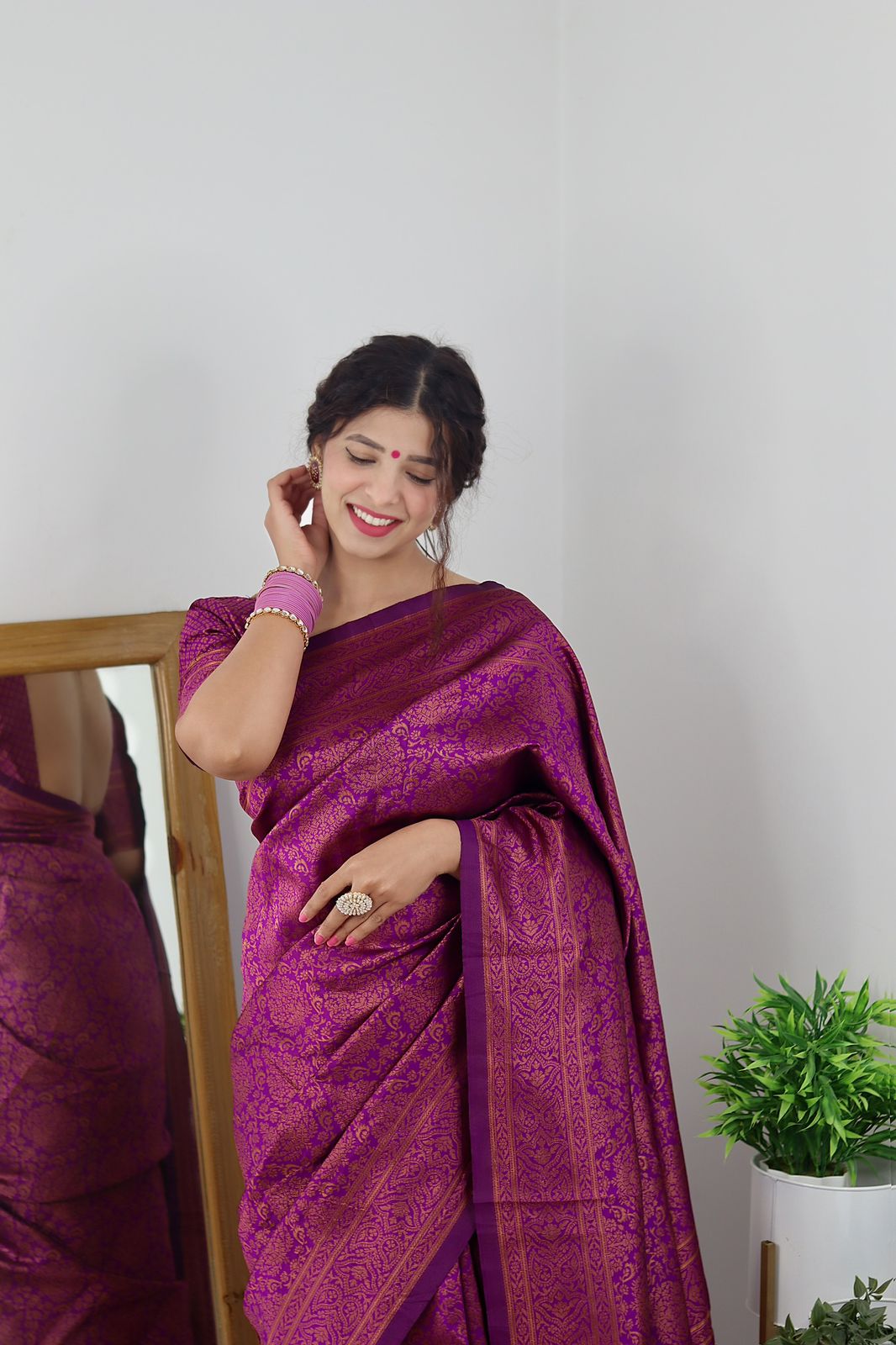 Precious Purple Soft Banarasi Silk Saree With Lovely Blouse Piece - Colorful Saree