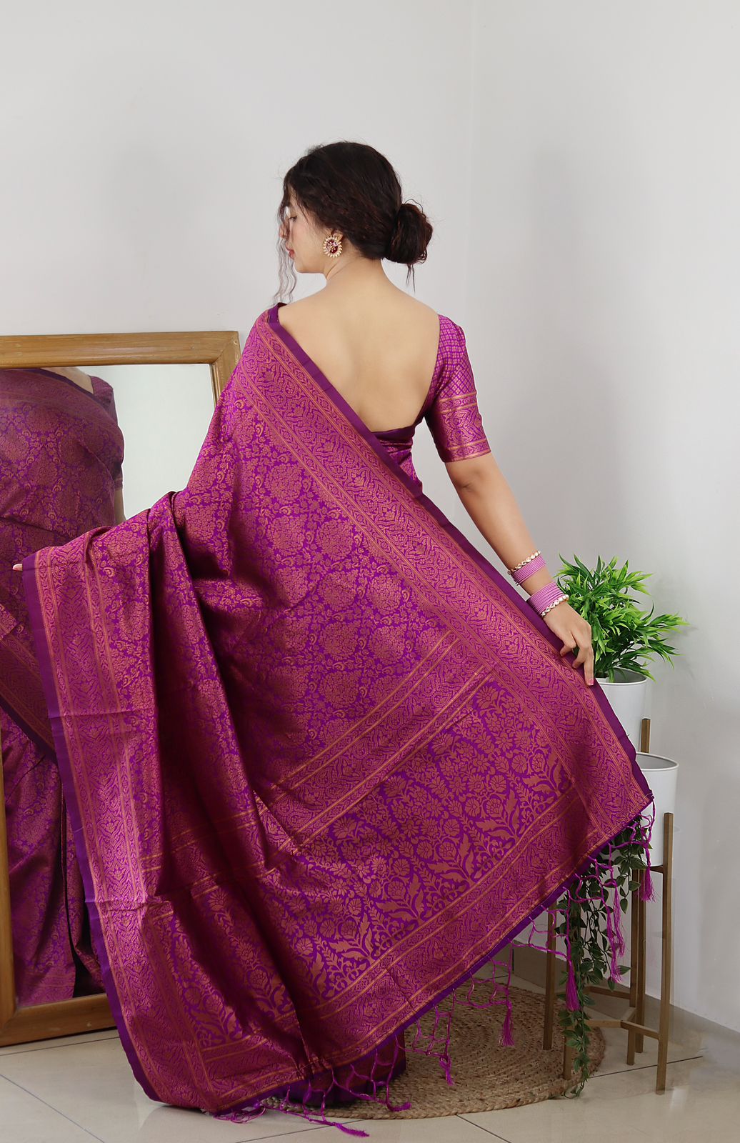 Precious Purple Soft Banarasi Silk Saree With Lovely Blouse Piece - Colorful Saree