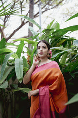 Divine Orange Soft Banarasi Silk Saree With Stunner Blouse Piece - Colorful Saree