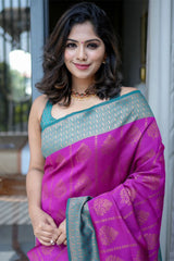 Conflate Purple Soft Banarasi Silk Saree With Stunner Blouse Piece - Colorful Saree