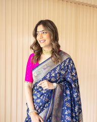 Lovely Blue Soft Banarasi Silk Saree With Beautiful Blouse Piece - Colorful Saree