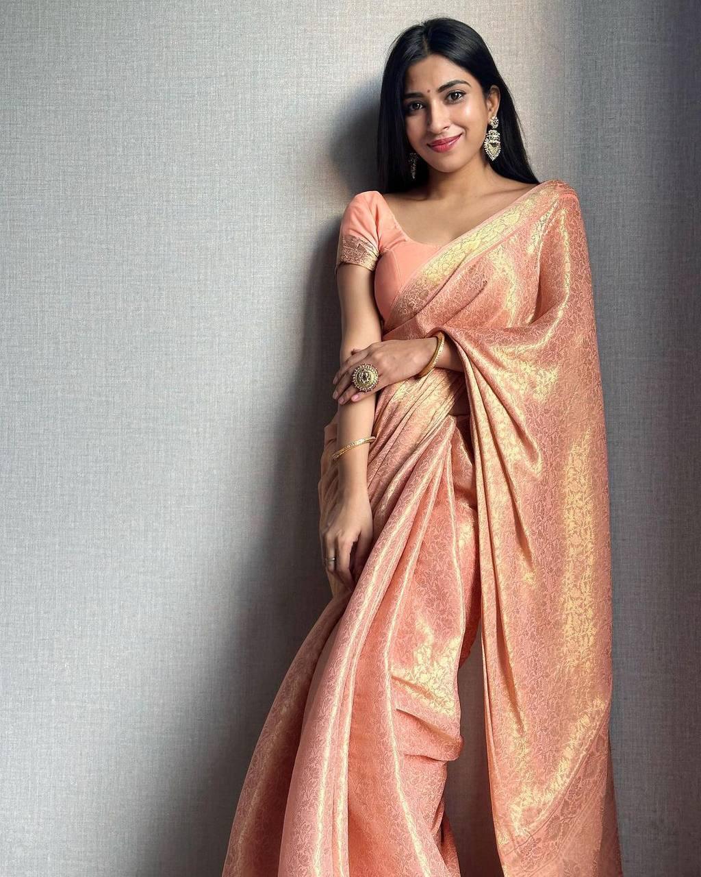 Unique Baby Pink Soft Silk Saree With Staring Blouse Piece - Colorful Saree