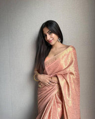Unique Baby Pink Soft Silk Saree With Staring Blouse Piece - Colorful Saree
