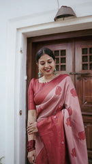 Exuberant Pink Soft Silk Saree With Panoply Blouse Piece - Colorful Saree