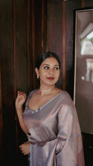 Desirable Grey Soft Silk Saree With Panoply Blouse Piece - Colorful Saree