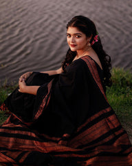 Proficient Black Soft Banarasi Silk Saree With Tremendous louse Piece - Colorful Saree