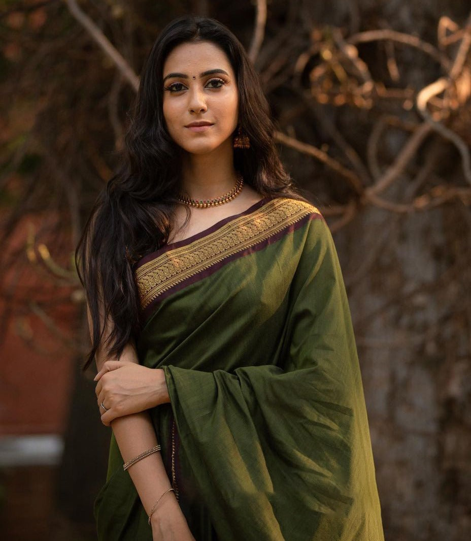 Elaborate Green Soft Banarasi Silk Saree With Proficient Blouse Piece - Colorful Saree