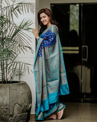 Delightful Blue Soft Banarasi Silk Saree With Prettiest Blouse Piece - Colorful Saree