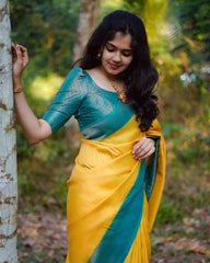 Inspiring Yellow Soft Silk Saree With Fairytale Blouse Piece - Colorful Saree