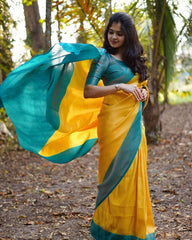 Inspiring Yellow Soft Silk Saree With Fairytale Blouse Piece - Colorful Saree