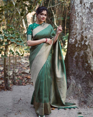 extravagant Green Soft Silk Saree With Beauteous Blouse Piece - Colorful Saree