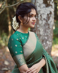 extravagant Green Soft Silk Saree With Beauteous Blouse Piece - Colorful Saree