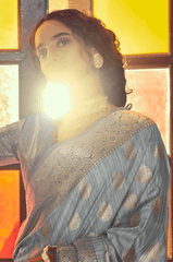 Improbable Grey Soft Banarasi Silk Saree With Stunning Blouse Piece - Colorful Saree