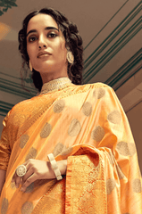 Scrumptious Orange Soft Banarasi Silk Saree With Phenomenal Blouse Piece - Colorful Saree