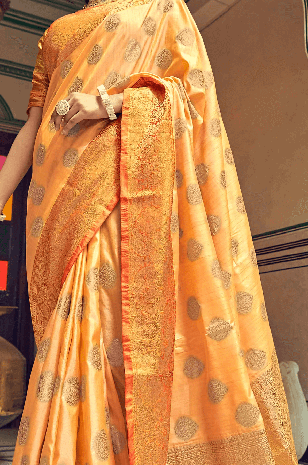 Scrumptious Orange Soft Banarasi Silk Saree With Phenomenal Blouse Piece - Colorful Saree