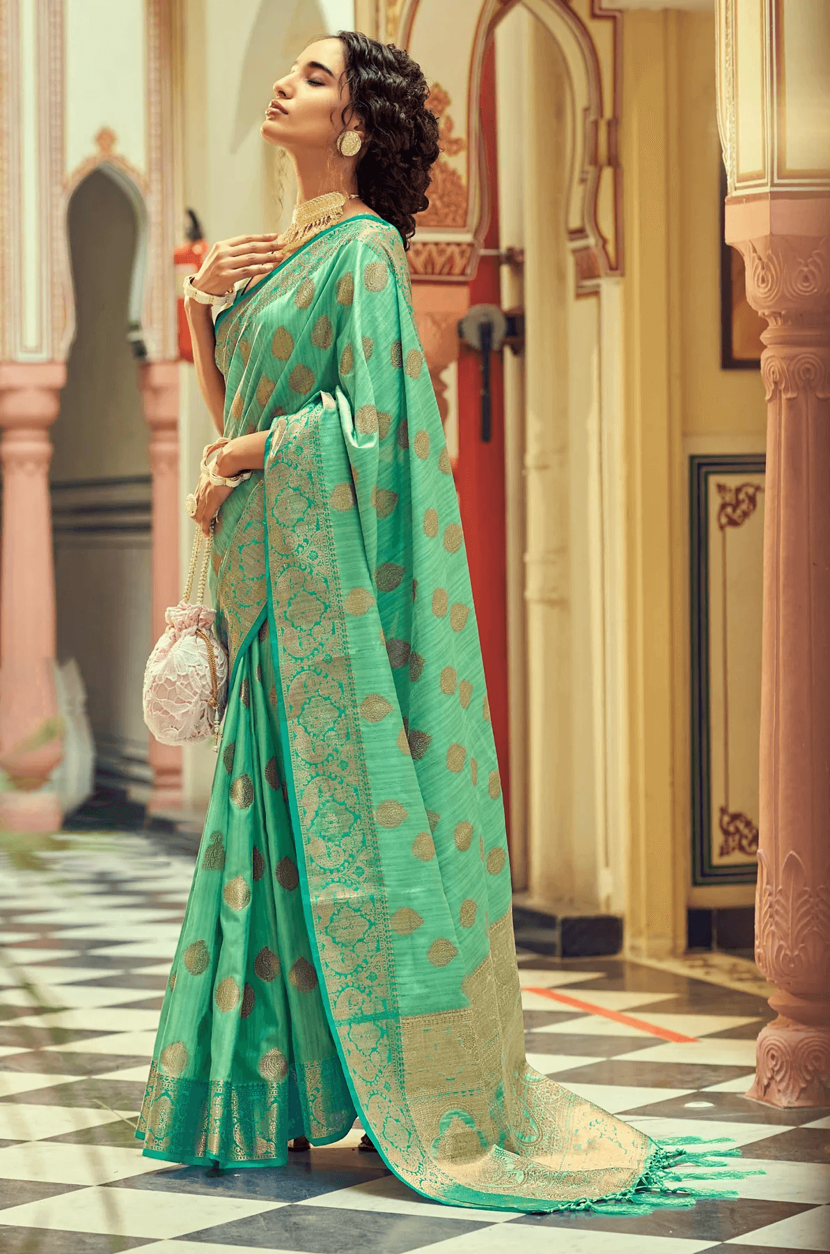 Woebegone Sea Green Soft Banarasi Silk Saree With Fancifull Blouse Piece - Colorful Saree