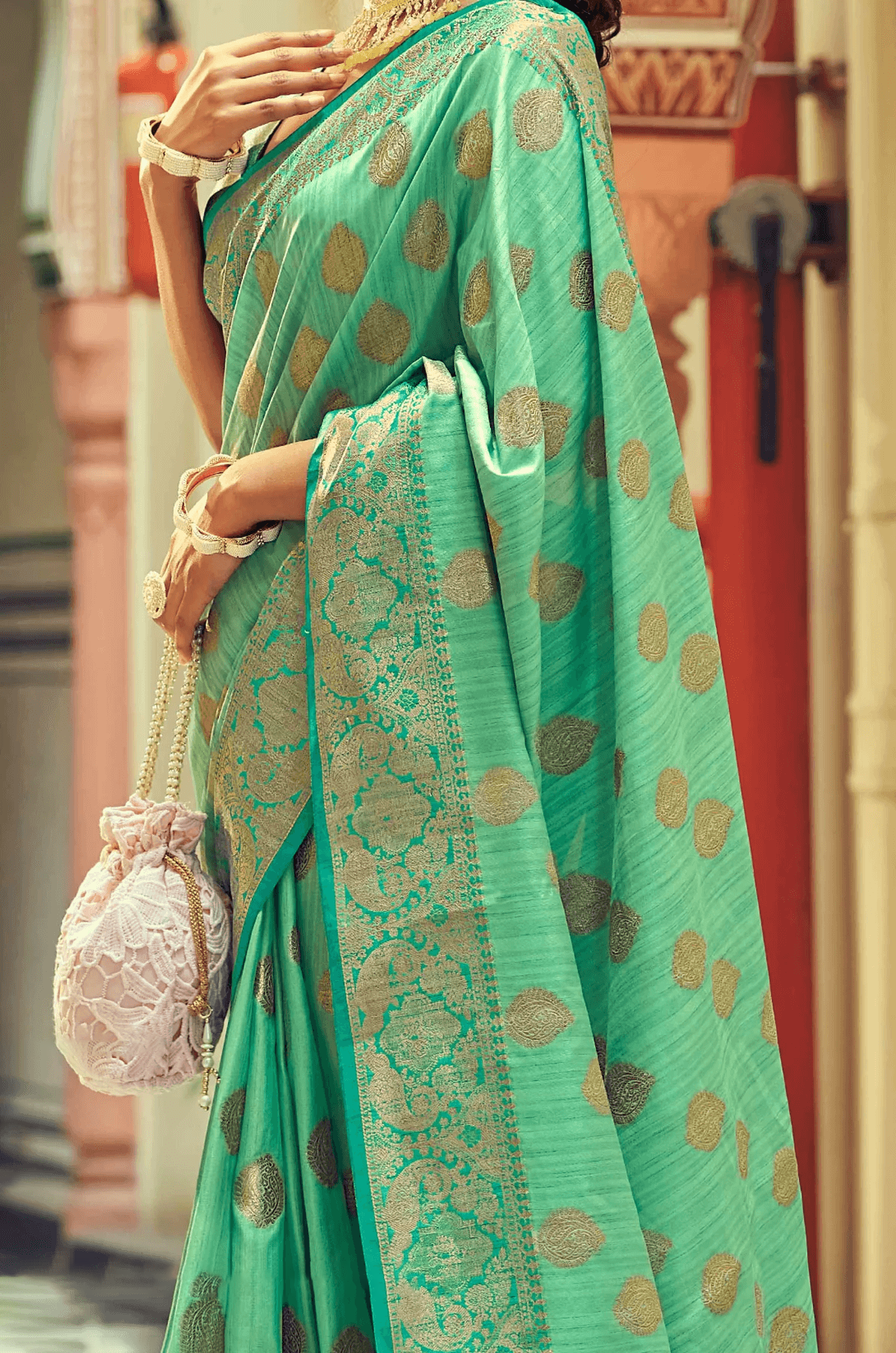 Woebegone Sea Green Soft Banarasi Silk Saree With Fancifull Blouse Piece - Colorful Saree