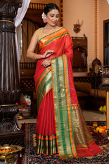 Elision Red Soft Silk Saree With Amiable Blouse Piece - Colorful Saree