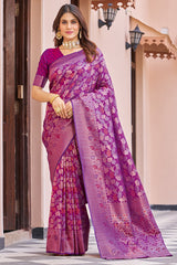 Flattering Purple Kanjivaram Silk Saree With Desuetude Blouse Piece - Colorful Saree