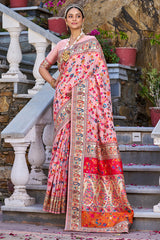 Sensational Baby Pink Pashmina saree With Lissome Blouse Piece - Colorful Saree