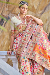 Mesmerising Beige Pashmina saree With Pleasurable Blouse Piece - Colorful Saree