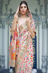 Gratifying Beige Pashmina saree With Panoply Blouse Piece - Colorful Saree