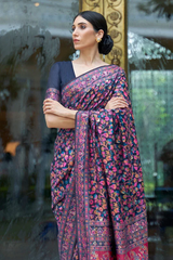 Exuberant Blue Pashmina saree With Transcendent Blouse Piece - Colorful Saree