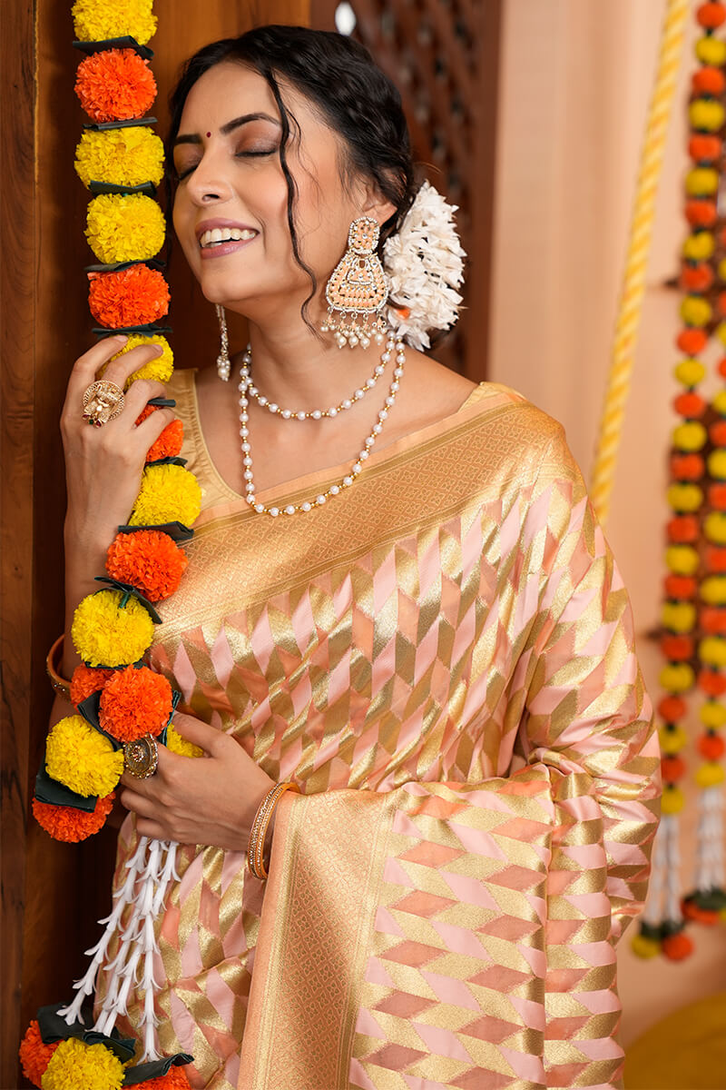 Delectable Beige Organza Silk Saree With Incredible Blouse Piece - Colorful Saree