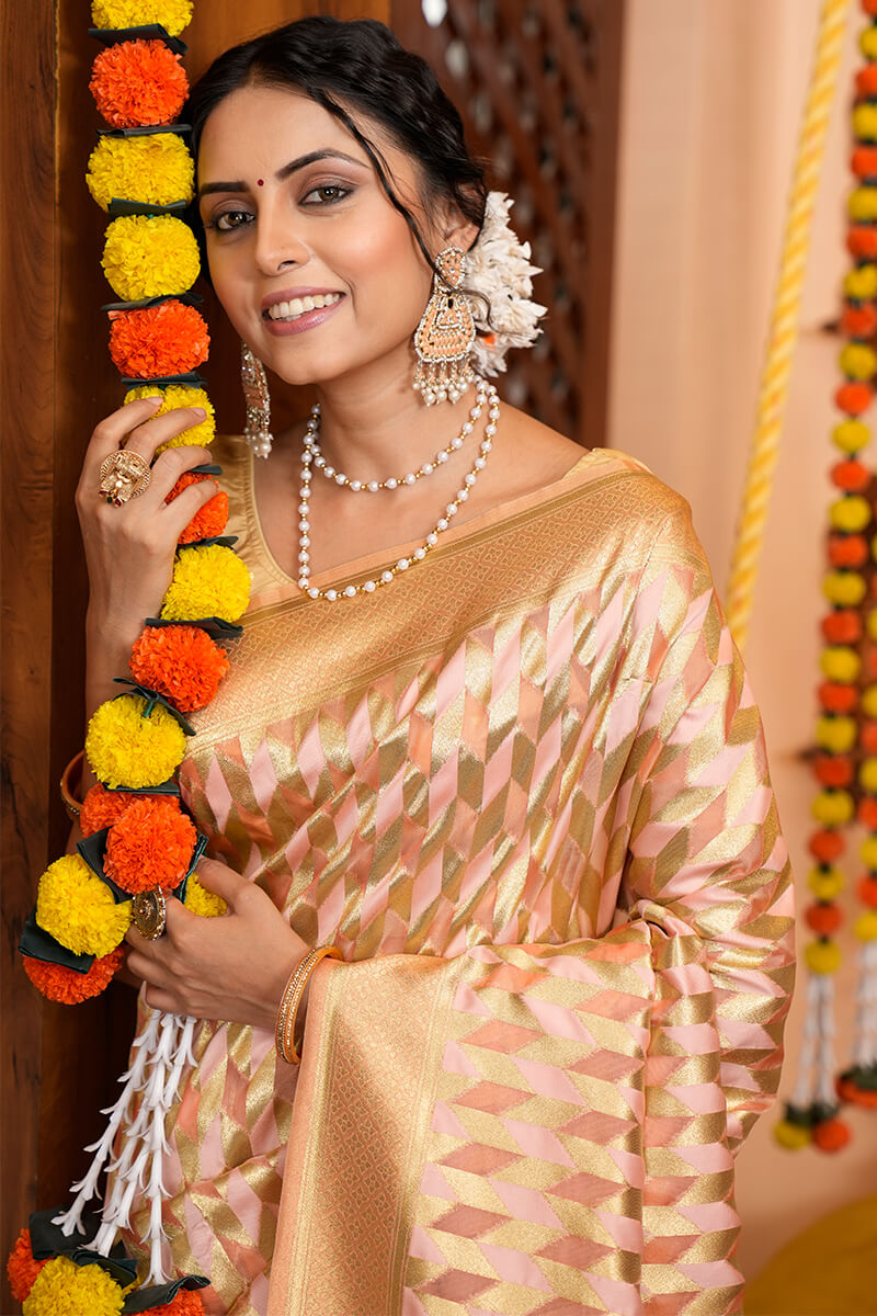 Delectable Beige Organza Silk Saree With Incredible Blouse Piece - Colorful Saree